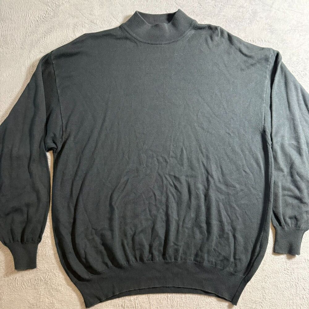 Giglio Rosso Sweater Men's XL Black Mock Neck Cotton/Modal Made in Italy